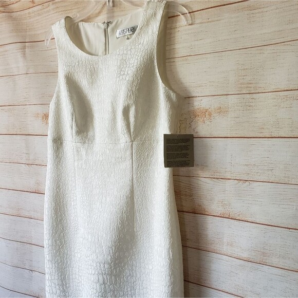 Kasper White Sleeveless Round Neck Sheath Dress Wedding Special Occasion Party - Picture 2 of 10
